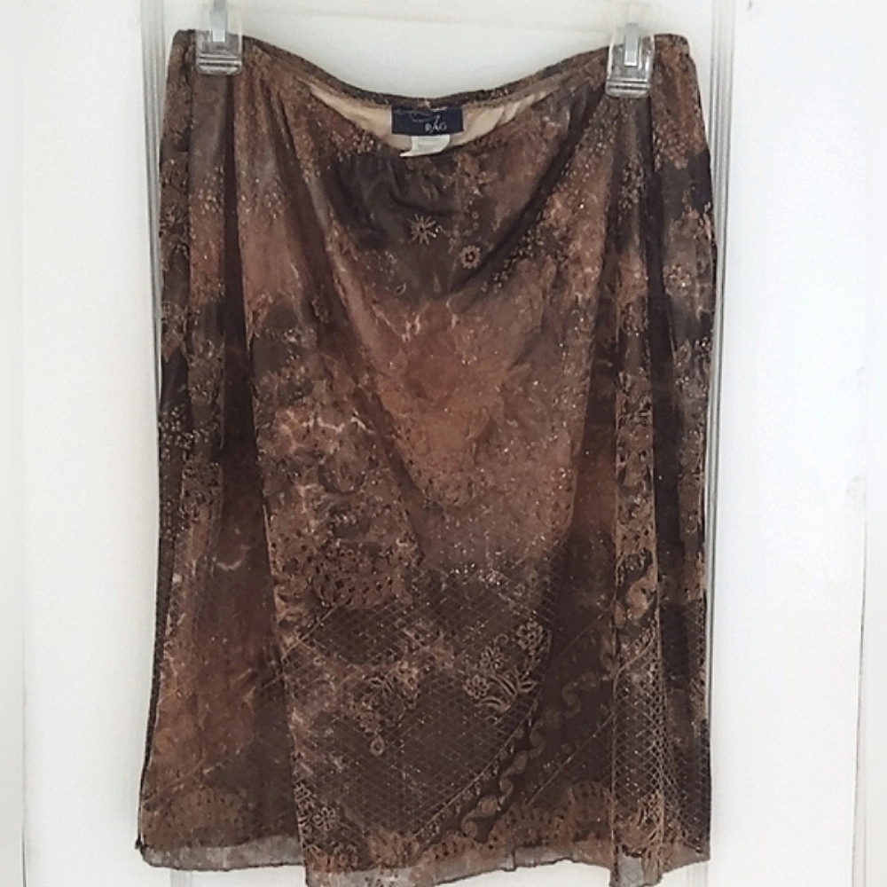 2-pcs Mocha Brown  Sparkly Skirt & Free Coordinating Top Combo
